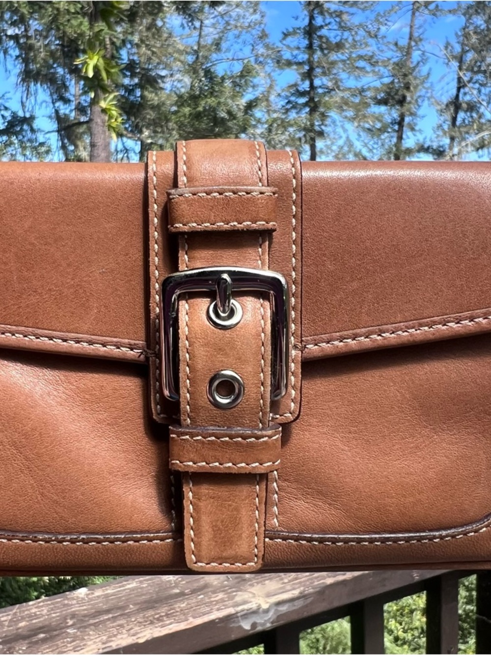 COACH VINTAGE Brown Leather Clutch with Wallet Closing Flap and Tassel AUTHENTIC - Picture 13 of 13